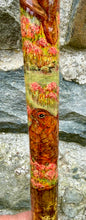 Load image into Gallery viewer, Red Grouse Hand Painted Hazel Thumbstick with Antler Handle by Helen Elizabeth