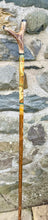 Load image into Gallery viewer, Barn Owls on hazel country antler handled thumbstick