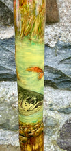 Load image into Gallery viewer, red stag grouse salmon antler hazel country thumbstick by Helen Elizabeth