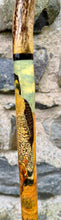 Load image into Gallery viewer, Falcon on Glove in Desert Scene- Hand Painted Hazel Wood Staghorn/Antler Thumbstick