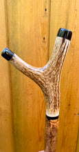 Load image into Gallery viewer, Antler Handled Hazel Wood Country Thumbstick Walking Stick by Helen Elizabeth