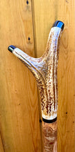 Load image into Gallery viewer, Antler Handled Hazel Wood Country Thumbstick Walking Stick by Helen Elizabeth