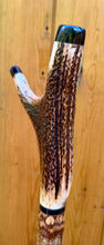 Load image into Gallery viewer, Antler Handled Hazel Wood Country Thumbstick Walking Stick by Helen Elizabeth