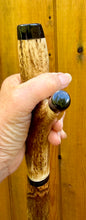 Load image into Gallery viewer, Antler Handled Hazel Wood Country Thumbstick Walking Stick by Helen Elizabeth