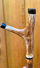Load image into Gallery viewer, Antler Handled Hazel Wood Country Thumbstick Walking Stick by Helen Elizabeth