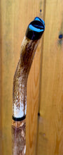 Load image into Gallery viewer, Antler Handled Hazel Wood Country Thumbstick Walking Stick by Helen Elizabeth