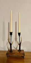 Load image into Gallery viewer, Roe Deer Stag Antler Candlestick Holder Double by Helen Elizabeth Studios