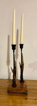 Load image into Gallery viewer, Roe Deer Stag Antler Candlestick Holder Double by Helen Elizabeth Studios