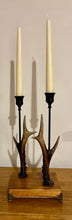 Load image into Gallery viewer, Roe Deer Stag Antler Candlestick Holder Double by Helen Elizabeth Studios