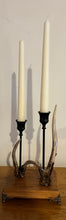 Load image into Gallery viewer, Rustic Roe Deer Stag Antler Candle Stick Holder - Double by Helen Elizaberth Studios double