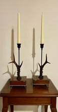 Load image into Gallery viewer, Rustic Roe Deer Stag Horn Antler Pair Candle Stick Holders by Helen Elizabeth Studios