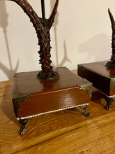 Load image into Gallery viewer, Rustic Roe Deer Stag Horn Antler Pair Candle Stick Holders by Helen Elizabeth Studios