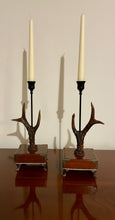 Load image into Gallery viewer, Rustic Roe Deer Stag Horn Antler Pair Candle Stick Holders by Helen Elizabeth Studios