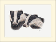 Load image into Gallery viewer, badgers potrait - signed limited edition giclee print by Helen Elizabeth