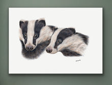 Load image into Gallery viewer, badgers potrait - signed limited edition giclee print by Helen Elizabeth