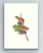 Load image into Gallery viewer, field mice on berries - signed limited edition giclee print by Helen Elizabeth