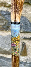 Load image into Gallery viewer, Goldfinch Hand Painted on Antler Handle Hazel Thumbstick by Helen Elizabeth Studios