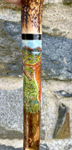 Load image into Gallery viewer, Pair Boxing Hares Hand Painted on Antler Handle Hazel Thumbstick by Helen Elizabeth Studios