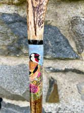 Load image into Gallery viewer, Goldfinch Hand Painted on Antler Handle Hazel Thumbstick by Helen Elizabeth Studios