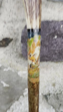 Load and play video in Gallery viewer, Foxes Painted on Antler Handle Hazel Thumbstick by Helen Elizabeth StudiosHelen 
