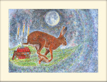 Load image into Gallery viewer, Running Hare Candle Light & Moonlight - Signed Limited Edition Gicleé Fine Art Print by Helen Elizabeth Studios