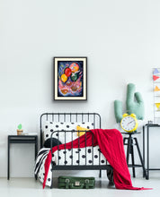 Load image into Gallery viewer, Fantasy Wildlife in baskets floating away in balloons Sined Limited Edition Giclee Print by Helen Elizabeth Studios