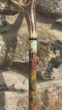 Load and play video in Gallery viewer, MacNab Inspired (2)- Hand Painted Antler Handle Hazel Wood Thumbstick