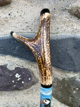 Load image into Gallery viewer, Puffins on rocks hand painted thumbstick by Helen Elizabeth