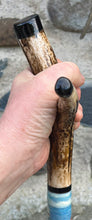 Load image into Gallery viewer, Puffins on rocks hand painted thumbstick by Helen Elizabeth