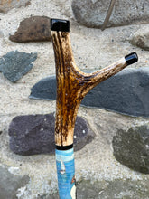 Load image into Gallery viewer, Puffins on rocks hand painted thumbstick by Helen Elizabeth