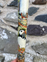 Load image into Gallery viewer, Puffins on rocks hand painted thumbstick by Helen Elizabeth