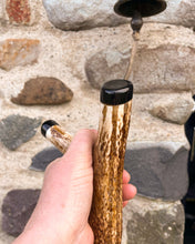 Load image into Gallery viewer, Kingfisher by river hand painted stag horn thumbstick by helen elizabeth