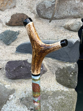 Load image into Gallery viewer, Otters in the river hand painted stag horn thumb stick by Helen Elizabeth