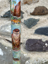 Load image into Gallery viewer, Otters in the river hand painted stag horn thumb stick by Helen Elizabeth
