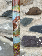 Load image into Gallery viewer, Otters in the river hand painted stag horn thumb stick by Helen Elizabeth