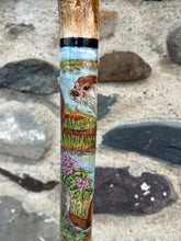 Load image into Gallery viewer, Otters in the river hand painted stag horn thumb stick by Helen Elizabeth
