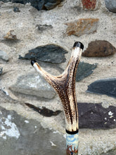 Load image into Gallery viewer, Hand painted Stag Horn Thumbstick MacNab by Helen Elizabeth Studios