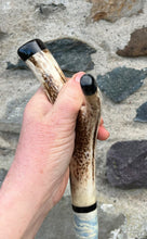 Load image into Gallery viewer, Hand painted Stag Horn Thumbstick MacNab by Helen Elizabeth Studios