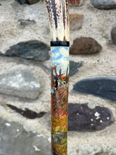 Load image into Gallery viewer, Hand painted Stag Horn Thumbstick MacNab by Helen Elizabeth Studios