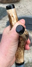 Load image into Gallery viewer, Barn Owl at Dusk hand painted stag horn thumbstick by Helen Elizabeth Studios