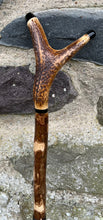 Load image into Gallery viewer, Hazel Wood Thumbstick Antler Handled Wading Staff Stick Helen Elizabeth Studios