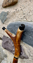 Load image into Gallery viewer, Hazel Wood Thumbstick Antler Handled Wading Staff Stick Helen Elizabeth Studios