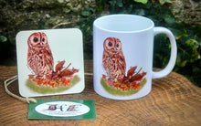 Load image into Gallery viewer, Wildlife Getting Along Collection - Owl and Mice Ceramic Mug and Coaster by Helen Elizabeth
