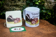 Load image into Gallery viewer, Wildlife Getting Along Collection - Badger & Hedgehog Ceramic Mug and Coaster with Poem by Helen Elizabeth