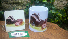 Load image into Gallery viewer, Wildlife Getting Along Collection - Badger & Hedgehog Ceramic Mug and Coaster