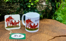 Load image into Gallery viewer, Wildlife Getting Along Collection - Fox, Rabbit and Hare Ceramic Mug and Coaster with Poem by Helen Elizabeth