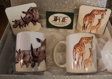 Load image into Gallery viewer, Safari Gift set mugs and coasters by Helen Elizabeth