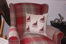 Load image into Gallery viewer, red grouse cushion by Helen Elizabeth