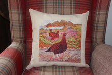 Load image into Gallery viewer, red grouse cushion by Helen Elizabeth
