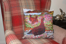 Load image into Gallery viewer, red grouse cushion by Helen Elizabeth